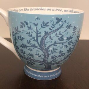Portobello By Inspire Pedestal 14oz Coffee Mug Family Tree Light Blue